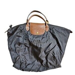 Longchamp Le Pliage Tote Bag Nylon Foldable Travel Shoulder Bag Ebony Minimalist
